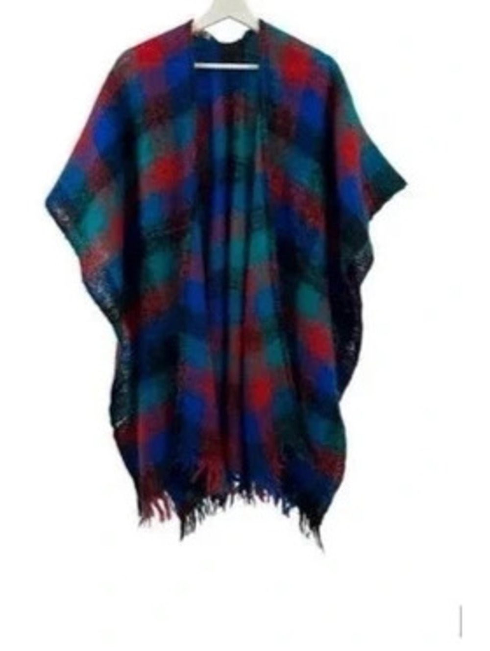 Vintage Glentex Women's Plaid 100% Cashmere Poncho Shawl One Size